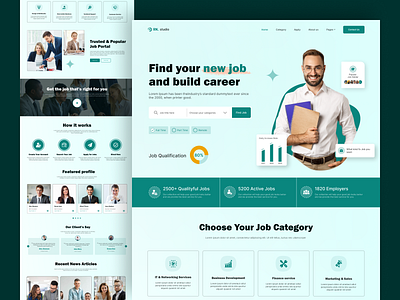 Job Finder Platform Website branding clean employer figma find job hire job job listing job marketplace job platform job portal job search job web job website landing page minimal uiux design user interface website design work find