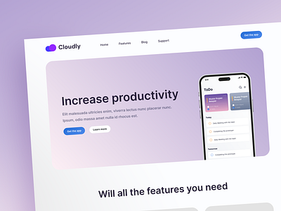 Productivity App Website📱 app branding design graphic design illustration landing landing page mobila productivity typography ui ui ux ux website