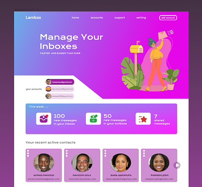 Lambox-inbox manager app brand branding design graphic design prototype ui ux webdesign website wireframe