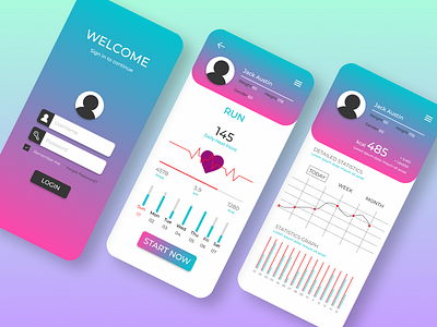 Health and Fitness Mobile App UI appdesign appui fitnessapp fitnessappdesign heaalthapp healthappdesign mobileappdesign mobileappui