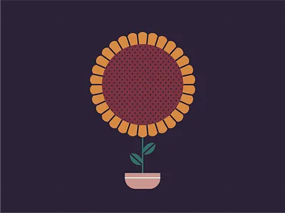 Sunflower 🌻 big head dark flower illustrator plants simple sun sunflower vase