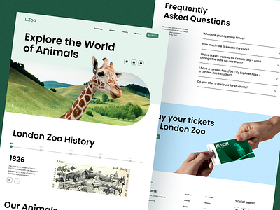 Zoo Website 🦒 animals branding design graphic design landing landing page logo typography ui ui ux ux web web design website zoo