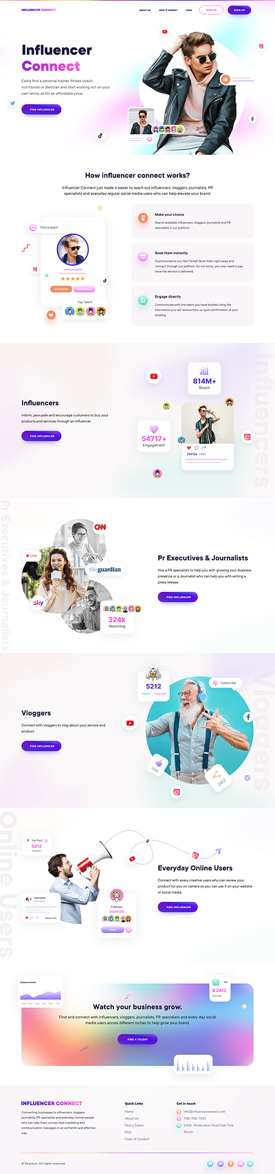 Connect Influencers Landing Page branding design graphic design logo ui ux