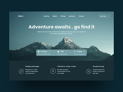 Travel Website 🏔 branding design hero hero section landing landing page logo travel typography ui ui ux ux web web design website