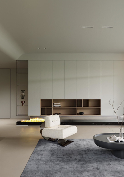 3D Interior visualization of modern apartment