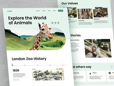 Zoo Website 🦒 animals branding design graphic design illustration landing landing page logo typography ui ui ux ux web web design website zoo