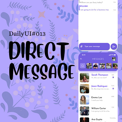 DailyUI#013:Direct message adobephotoshop canva dailyui design figma interfacedesign ui