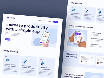 Productivity App Website📱 app branding design illustration landing mobile productivity typography ui ui ux ux web web design website