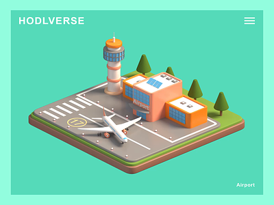 HODLVERSE - Airport 3d animation blockchain city game graphic design house illustration isometric landing page lowpoly map marketing metaverse motion graphics nft render video web web3