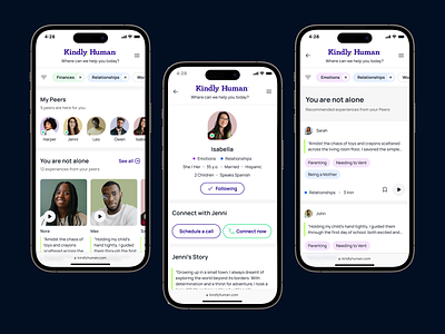 Kindly Human: Mental Health Support Platform filter filters follow health home home screen mental mental health mobile play profile support ui ux