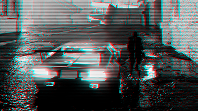 Neon car glitch style Cyberpunk app cyberpunk design effects glitch photoshop