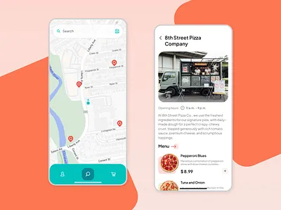 App for a food truck management company | Balabing animation app application design food food delivery food order food truck foodapp mobile mobileapp mobileapplication motion graphics orange pizza restaurant taco ui ux