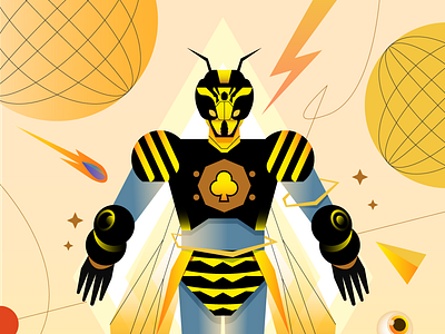 Yellow Yen Yjacket bee card design digital earth editorial eth icon illustration mecha monster nft robot vector wasp yellow