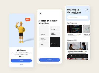 Online courses app concept courses education inspiration learning minimalism mobile onboarding student