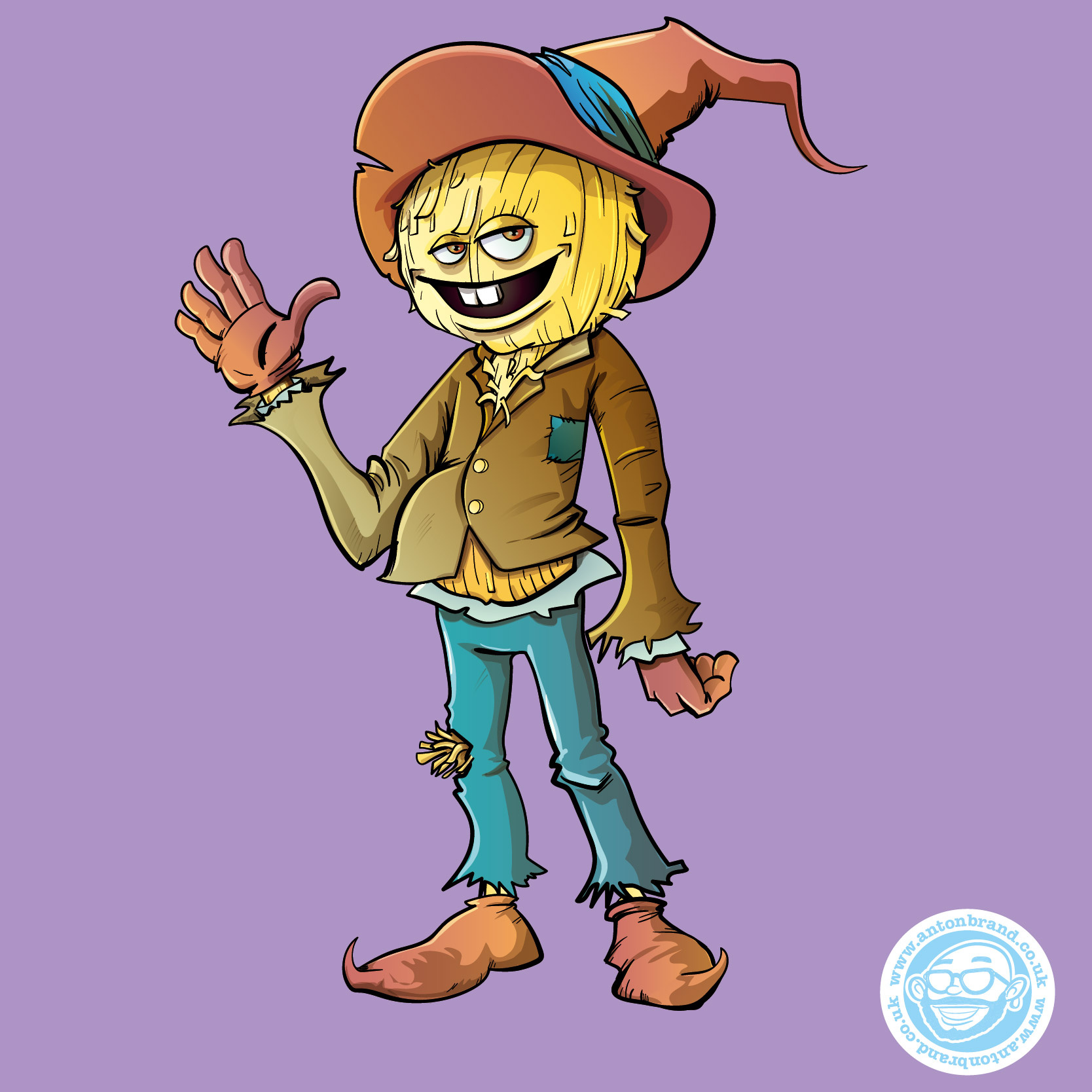 Example of Friendly cartoon scarecrow.