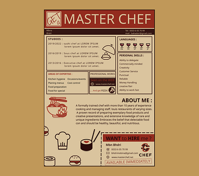 Resume For a Master Chef app art branding chef design designwork figma graphic design master masterchef mobile resturant resume resumechef ui uiux ux