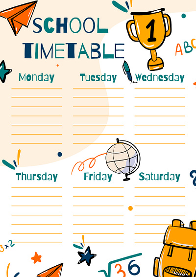 Back to school back to school children design doodle illustration school timetable vector