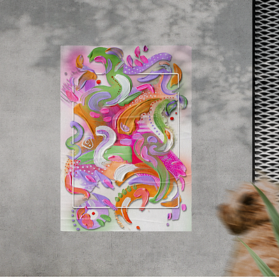 Flow branding colorful energy festival hand painted illustration paint strokes poster
