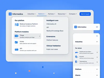 Flyout menu – Infermedica navigation clean dropdown figma flyout flyout menu header menu minimal nav navbar navigation ui ui design ux design ux ui web flow webdesign