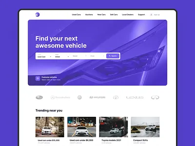 Auto Auction, Car Dealer Landing Page auction auto automobile car cars copart dealer dealership figma inspiration marketplace mobile app product design search sketch ui ui design ui kit vehicle web app