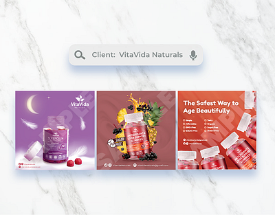 Square Graphics for VitaVida Naturals [2022] ads advertisement advertisements advertising design graphic design health marketing social media social media post socialmedia supplement supplements