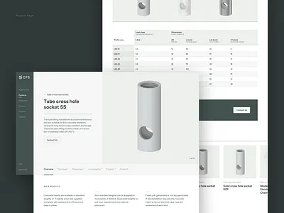 CFS Website - Product Page 3d carousel cfs clean cms construction data design headless image manufacturing modern page product render sanity table tabs ui website