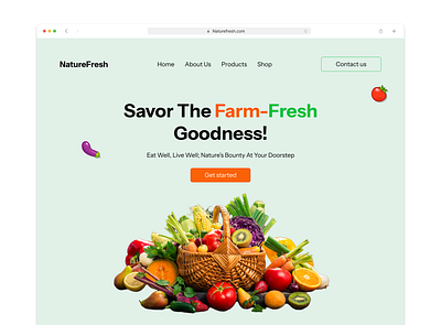 Naturefresh landing page agriculture design fruits grocery hero section ui vegetables web design