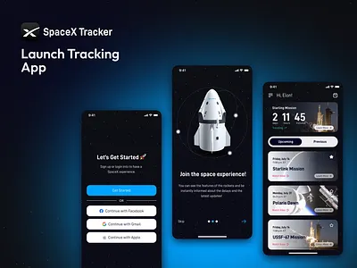 SpaceX Launch Tracker App design figma mobile mobile app mobile design mobile ui spacex tracker app tracking app ui ux