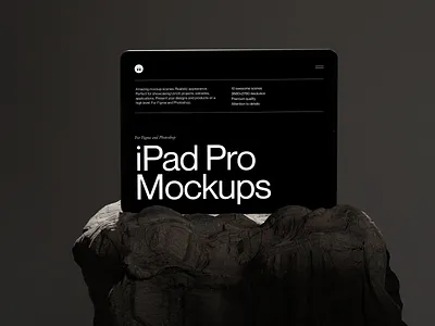 iPad on a rock 3d blender brutal ipad mobile mockup rock stone typography