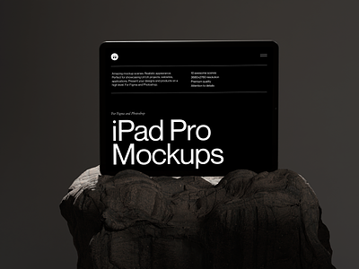 iPad on a rock 3d blender brutal ipad mobile mockup rock stone typography