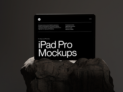 iPad on a rock 3d blender brutal ipad mobile mockup rock stone typography