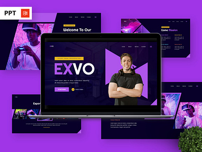 Exvo - Powerpoint Templates broadcast portfolio powerpoint purple slide template video