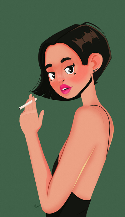 Valentina 2d character characterdesign illustration illustrator paint smoke vector