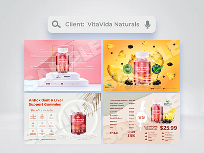 Rectangle Graphics for VitaVida Naturals [2022] ads advertisement advertisements advertising design graphic design graphics health marketing social media social media post supplement supplements