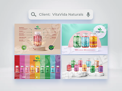 Rectangle Graphics for VitaVida Naturals [2022] ads advertisement advertisements advertising design graphic design graphics health marketing social media social media post supplement supplements