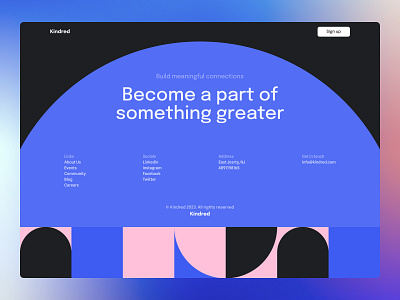 Kindred - Website Footer Design branding community design graphic design landing page saas ui web design