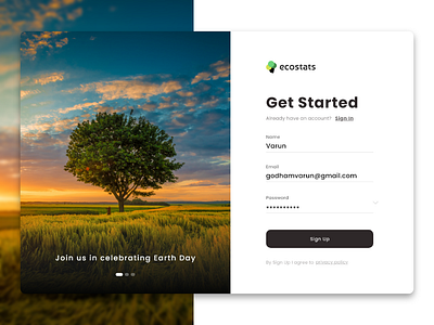 Nature Sign In Page login signup ui ux web design