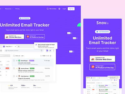 Landing Page for Extension Email Track branding business email extension graphic design landing trace tracker web design web site