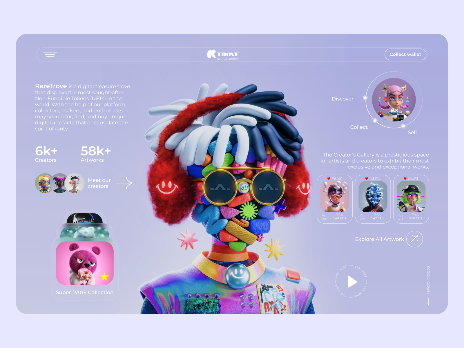 NFT Marketplace Website blockchain crypto design landing page landing page design nft nft marketplace product ui ux website wed design