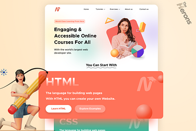 Nextgen Tutorial Website UI/UX design e learning education graphic design html node js reactjs reactnative tutorial website ui ux vector website