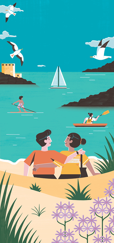 Isles of Scilly character cover digital folioart holiday illustration michael driver summer travel