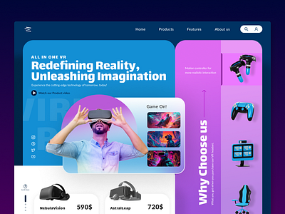 VR Product Landing Page UI app branding design graphic design illustration image app logo ui ux vector vr