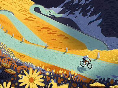 Mountain Pass cycling digital folioart gerhard van wyk illustration landscape mountain texture