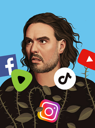 Russell Brand celebrity digital editorial folioart illustration mercedes debellard portrait social media