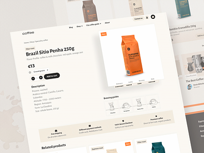 Coffee: Open product catalog coffee shop design e commerce ecommerce home page interface landing page marketplace online online shop open product shop shopify store ui ux web web design website
