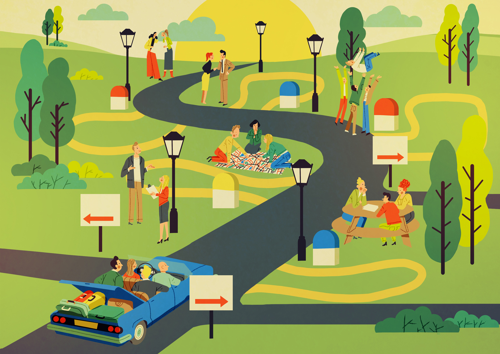 Insurance Decisions character conceptual digital editorial emanuel wiemans folioart illustration map
