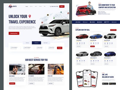 Rento - Car Rental Service Website car booking car hire car landing page car rent service car rental landing page car rental website car selling website car website landing page rent a car rental app rental car trending website web application web design website