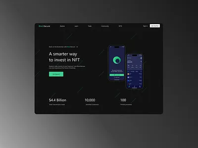 BlockSecure : FinTech Landing Page UX/UI Design banking branding crypto design nfts typography ui ux