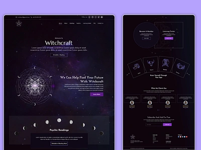 Witchcraft - Astrology Website Home Page astrology astrology website black branding cursed dark dark landing page eclipse galaxy horoscope landing page moon ui ux website website design witch witches zodiac