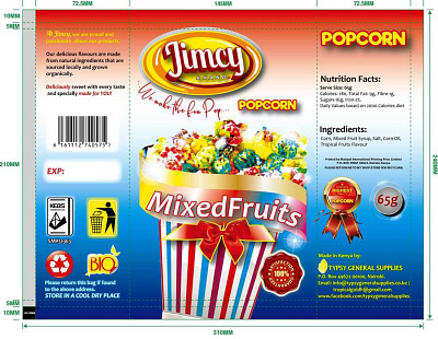Jimcy Brand Popcorn Packaging branding design graphic design illustration logo typography ui ux vector